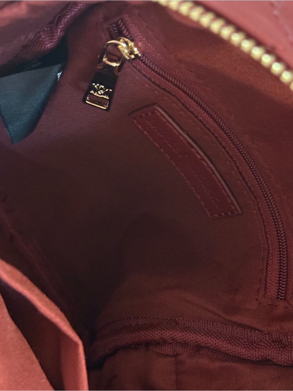 Badgley Mischka Quilted Burgundy Mini Backpack with Gold Hardware - Picture 7 of 7